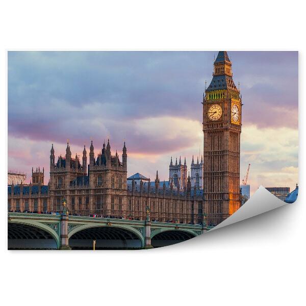 Fototapeta Westminsterský palác Big Ben most obloha mraky Londýn