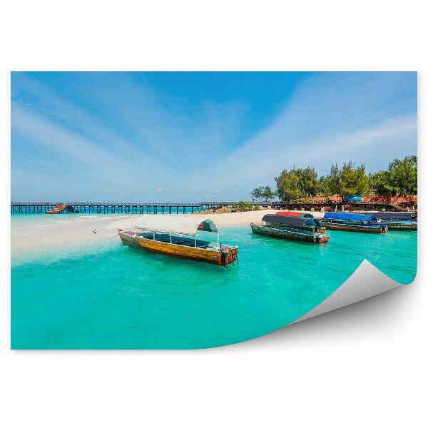 Fototapeta na stenu Lode Most Stromy Pláž Oceán More Nebo Mraky Zanzibar