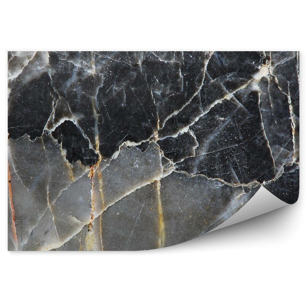 Fototapeta Tmavý mramor s bielymi a žltými trhlinami