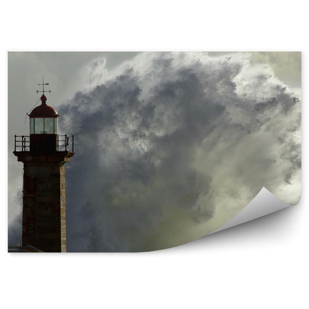 Fototapeta na stenu Búrkové vlny narážajúce na maják