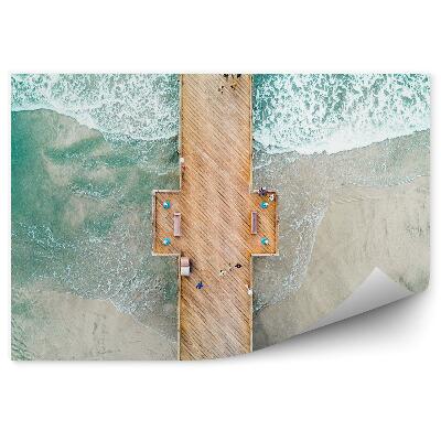 Fototapeta na stenu Letecký Pohľad Na Lavičky Ľudia Pláž Oceán More