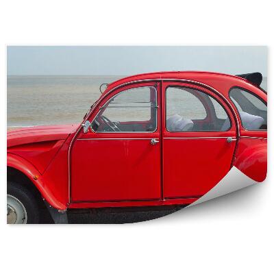 Fototapeta Klasični rdeči citroen 2cv na plaži