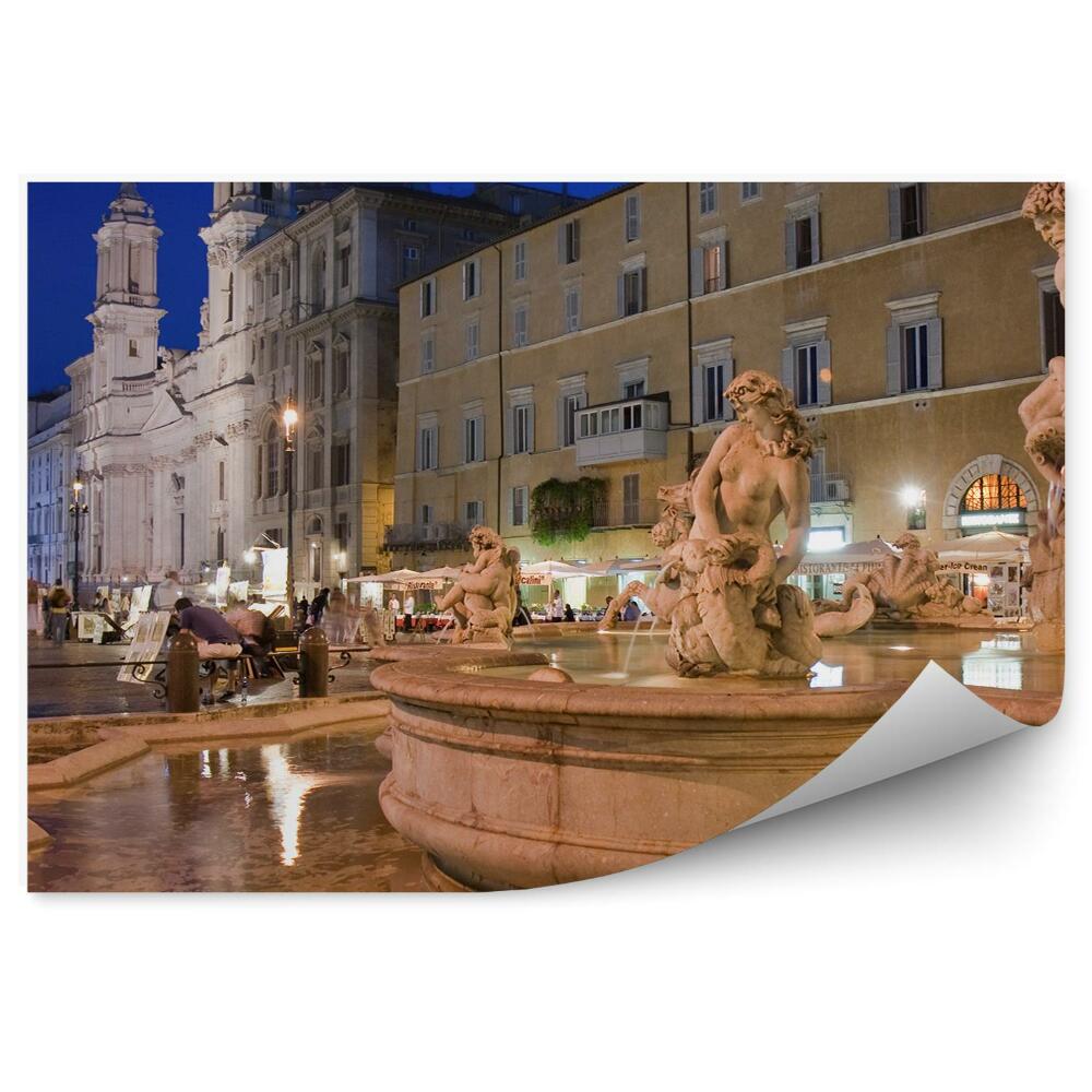 Fototapeta na stenu Fontána na Piazza Navona budovy ľudia noc