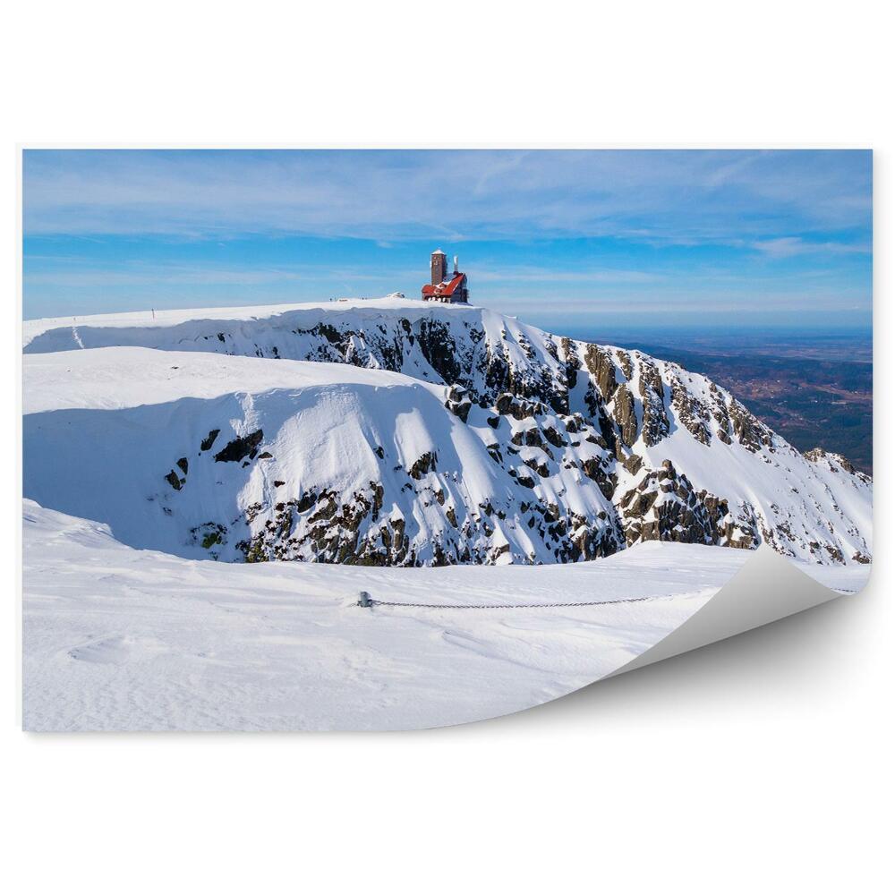 Fototapeta na stenu Zasnežený vrchol hory sudety