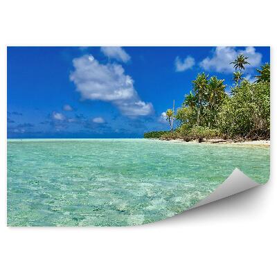 Fototapeta Tyrkysová Lagúna Palmy Nebo Mraky Kríky