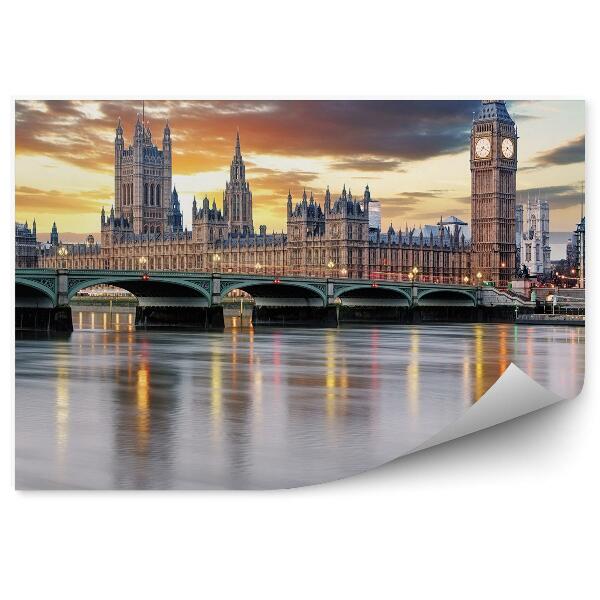 Fototapeta na stenu Westminsterský palác most Big Ben tamiza obloha mraky Londýn