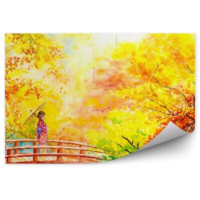 Fototapeta na stenu Maľovaný Park Japonské Kimono Žena