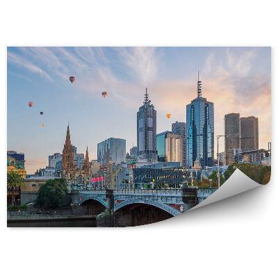 Fototapeta na stenu Balóny nad mestom palmy most