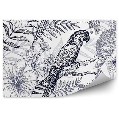 Fototapeta Kresba kvetov a papagája