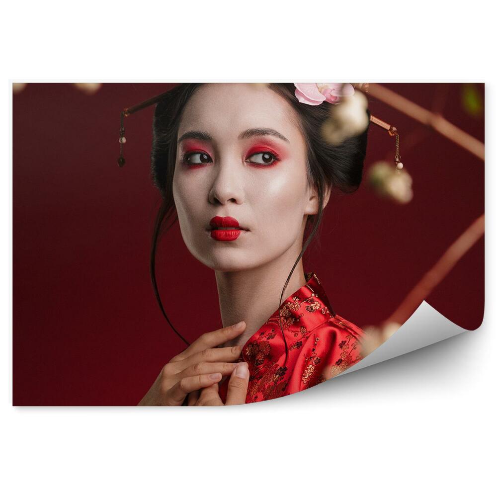 Fototapeta Portrét Ženy Gejša Make-Up Kimono