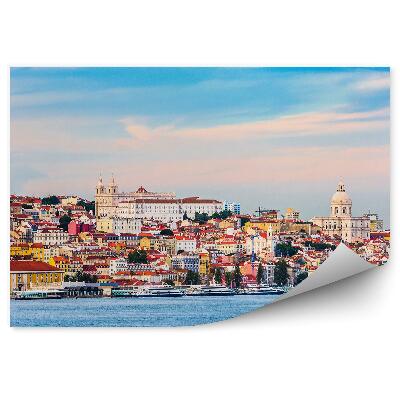 Fototapeta na stenu Pohľad z vtáčej perspektívy Lisabon budovy oceán mraky