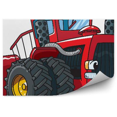 Detská fototapeta Usmievajúci sa červený traktor veľké kolesá