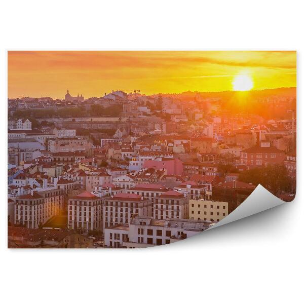 Fototapeta Západ slnka pohľad z vtáčej perspektívy Lisabonské budovy