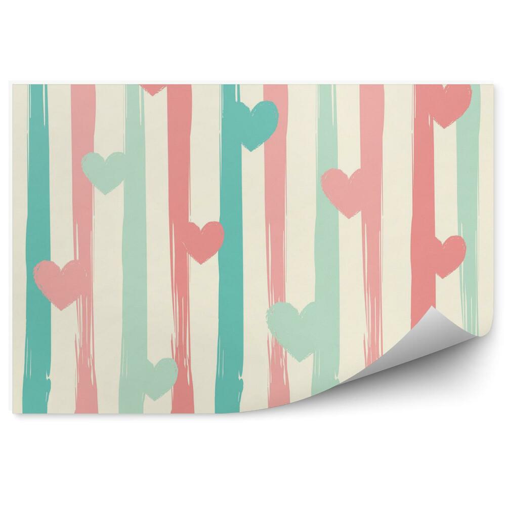 Fototapeta Pastelové prúžky a srdiečka