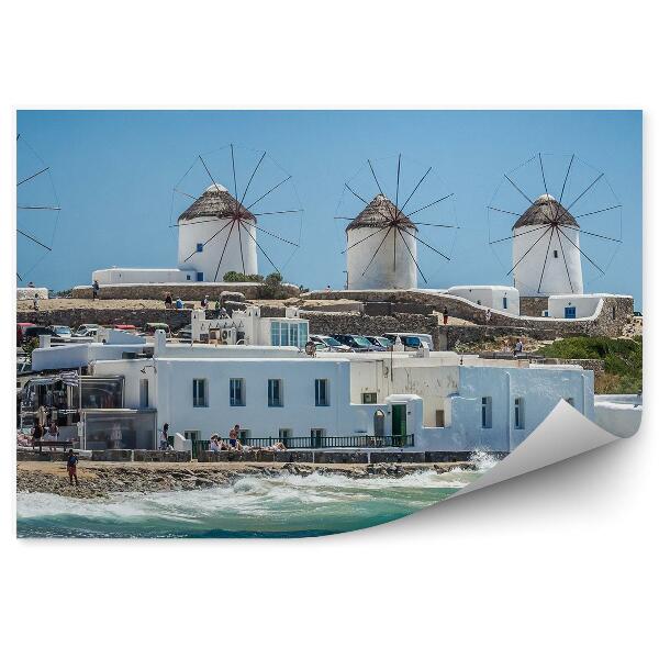 Fototapeta Mykonos ostrovy veterné mlyny turisti vlny