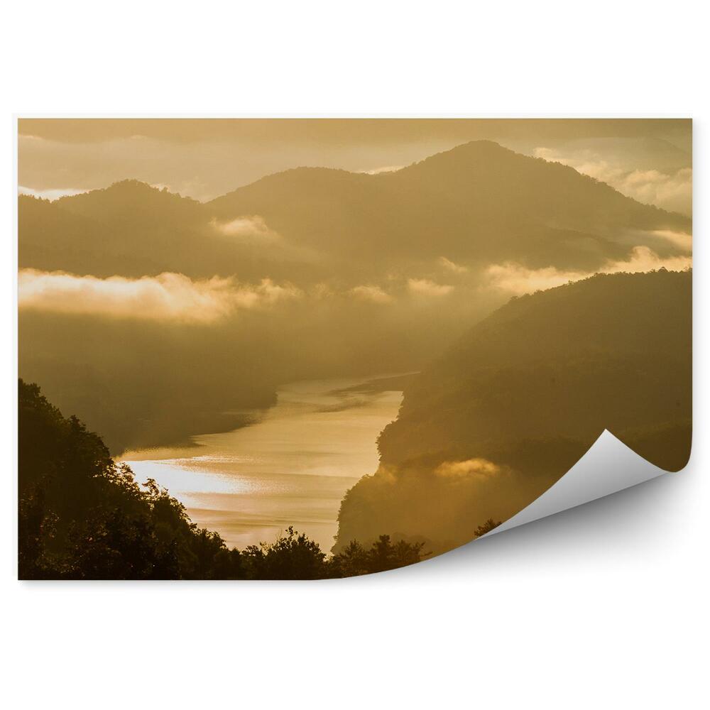 Fototapeta na stenu Stromy Hory Rieka Ranná Hmla