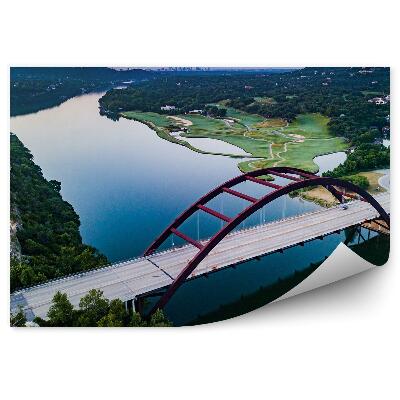 Fototapeta Pokrajina narava rdeči most reka