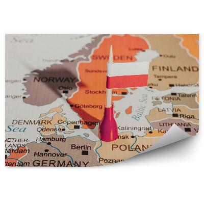 Fototapeta na stenu Mapa európy poľská vlajka pešiak