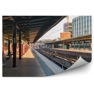 Fototapeta Prazen peron železniška postaja mesto