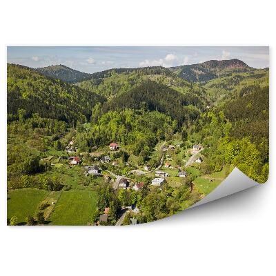 Fototapeta Zelený les horské mesto pohľad z vtáčej perspektívy