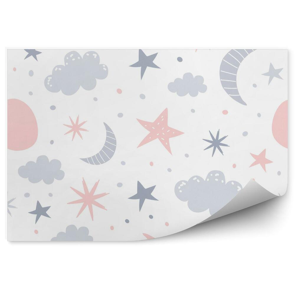 Fototapeta do detskej izby Maľované hviezdy a mesiace