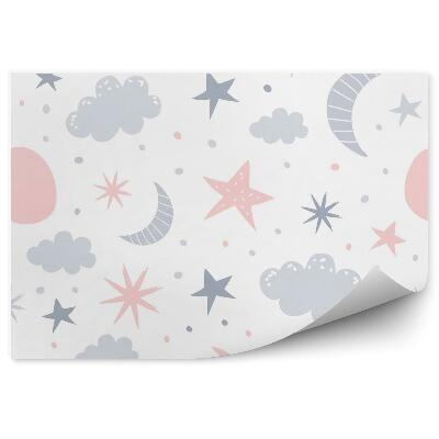 Fototapeta do detskej izby Maľované hviezdy a mesiace