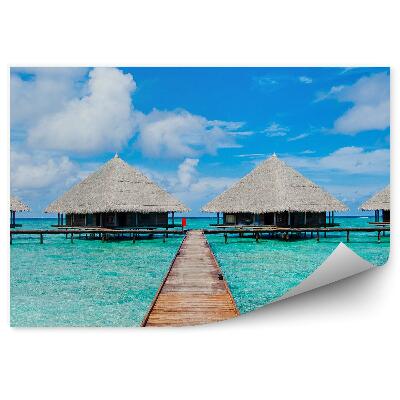 Fototapeta Chaty Modrá Voda Mólo Maledivy