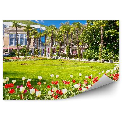 Fototapeta Architektúra záhrada tulipány kvety príroda