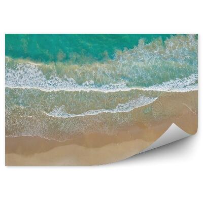 Fototapeta Pohľad Z Vtáčej Perspektívy Piesočnatá Pláž Vlny Oceánu