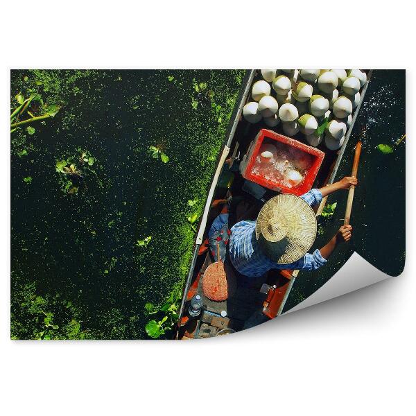 Fototapeta na stenu Predavač Na Lodi Tradičný Klobúk Thajsko