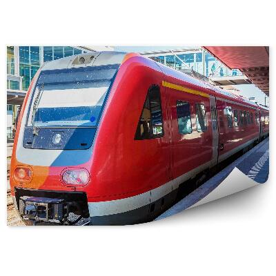 Fototapeta na stenu Rdeči vlak münchenska železniška postaja