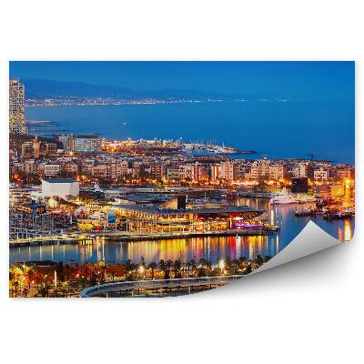 Fototapeta na stenu Port Vell Barcelona panoráma mesta v noci