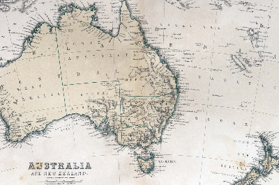 Fototapeta na stenu Mapa Austrálie a Nového Zélandu 1870