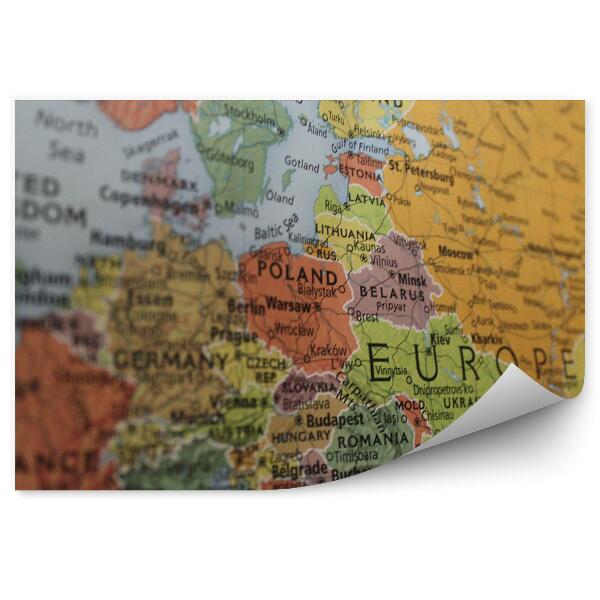 Fototapeta na stenu Názvy hlavných miest krajín európy mapa