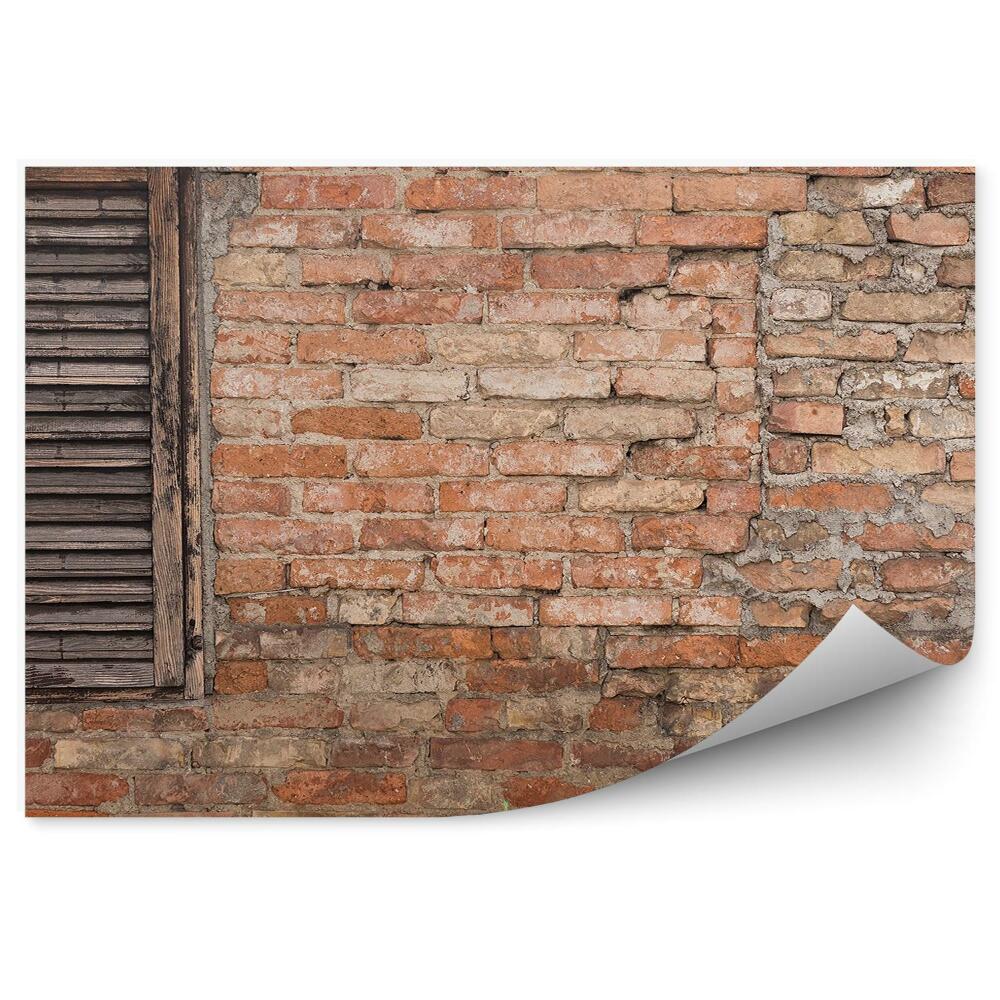 Fototapeta na stenu Stará tehlová stena a drevená okenica