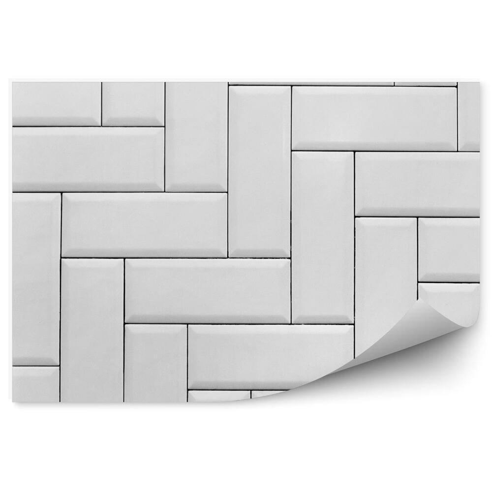 Fototapeta Biela dlažba položená v tvare rybej kosti