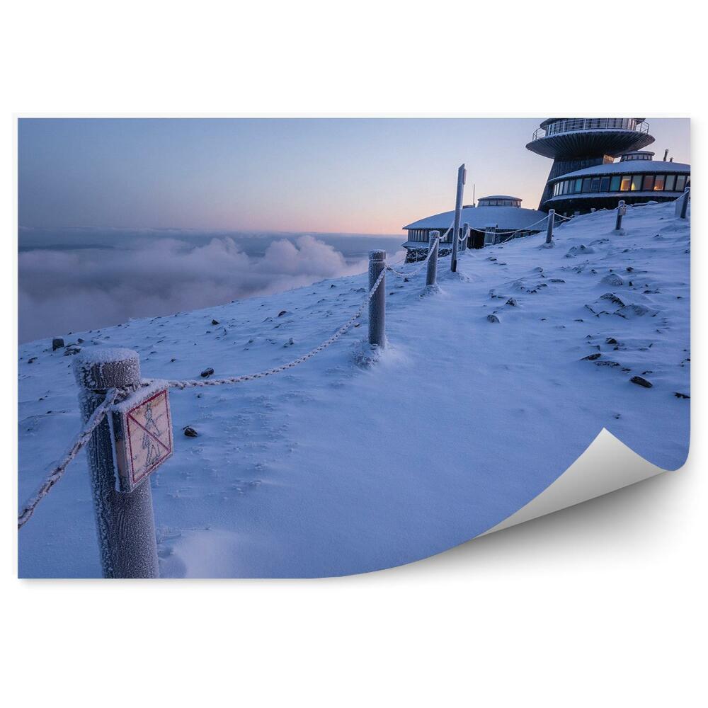 Fototapeta Súmrak zimného snehu vrchol hory