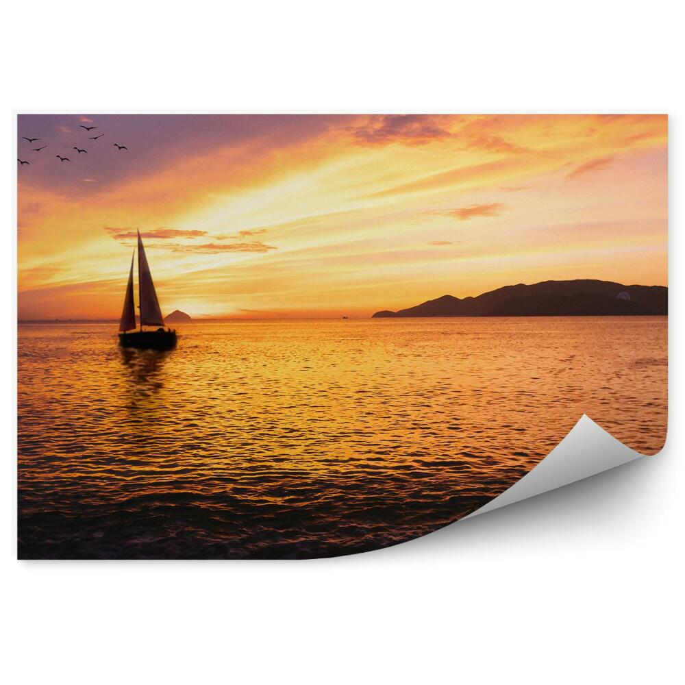 Fototapeta Plachetnica More Východ Slnka Vtáky