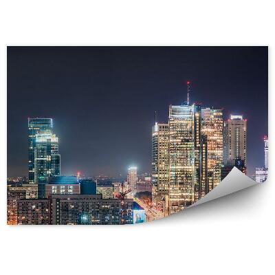 Fototapeta Mrakodrapy Varšava ulica noc Palác kultúry a vedy svetlá