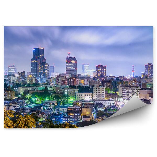 Fototapeta na stenu Mrakodrapy budovy noc Tokio Japonsko svetlá stromy