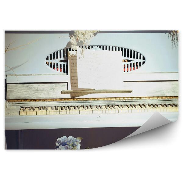 Fototapeta na stenu Biele piano kvety sviečky noty