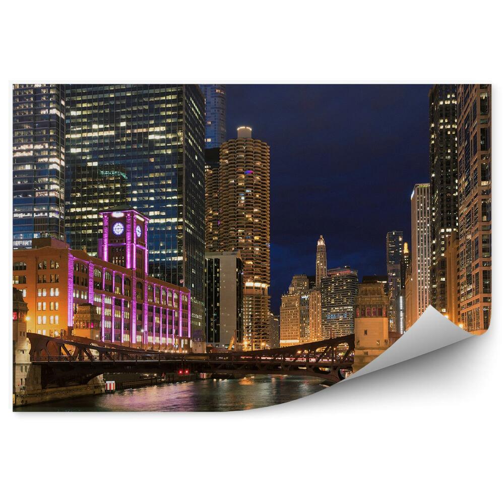 Fototapeta na stenu Mrakodrapy svetlá most noc