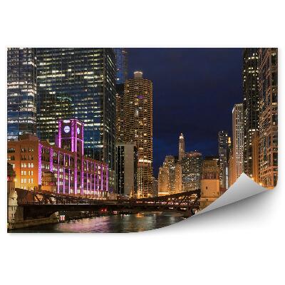 Fototapeta na stenu Mrakodrapy svetlá most noc