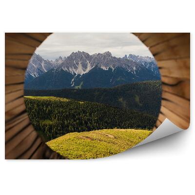 Fototapeta na stenu Drevený výklenok okno hory zelená príroda