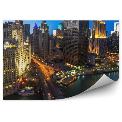 Fototapeta Mrakodrapy svetlá most noc cesty jachty