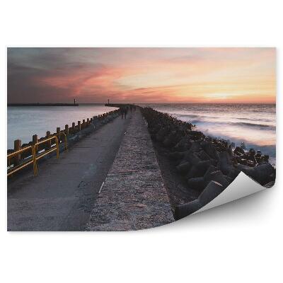 Fototapeta Morský vlnolam cesta zamračená obloha