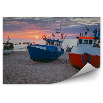 Fototapeta na stenu Pobrežie Baltského mora farebné lode