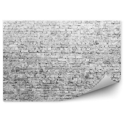 Fototapeta Izba s bielou tehlovou stenou a drevenou podlahou