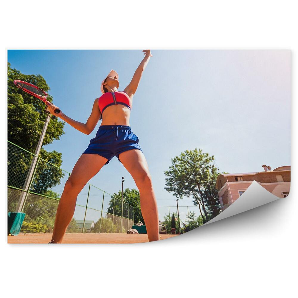 Fototapeta na stenu Podajanje teniški igralec sodišče raketni stavba