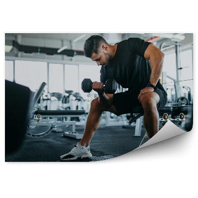 Fototapeta na stenu Moški dvigovanje uteži bodybuilder telovadnica